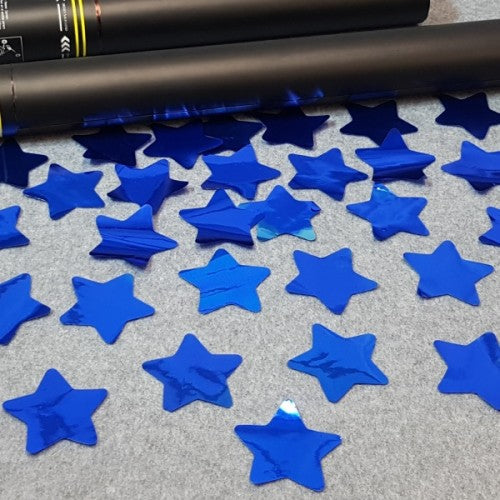 Gender Reveal - Confetti Cannon - Blue Metallic Stars 40cm